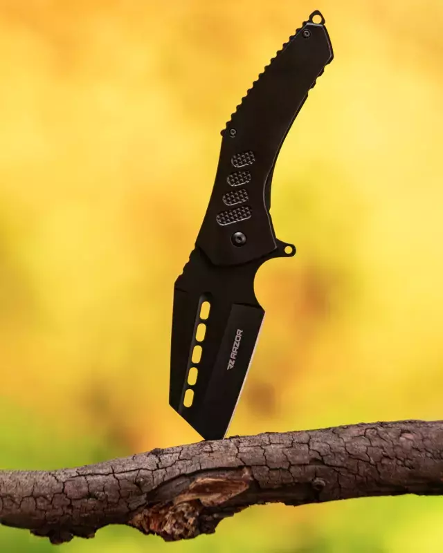 Navaja Camping Pesca Táctica Supervivencia Cuchillo Negro "Slicer"