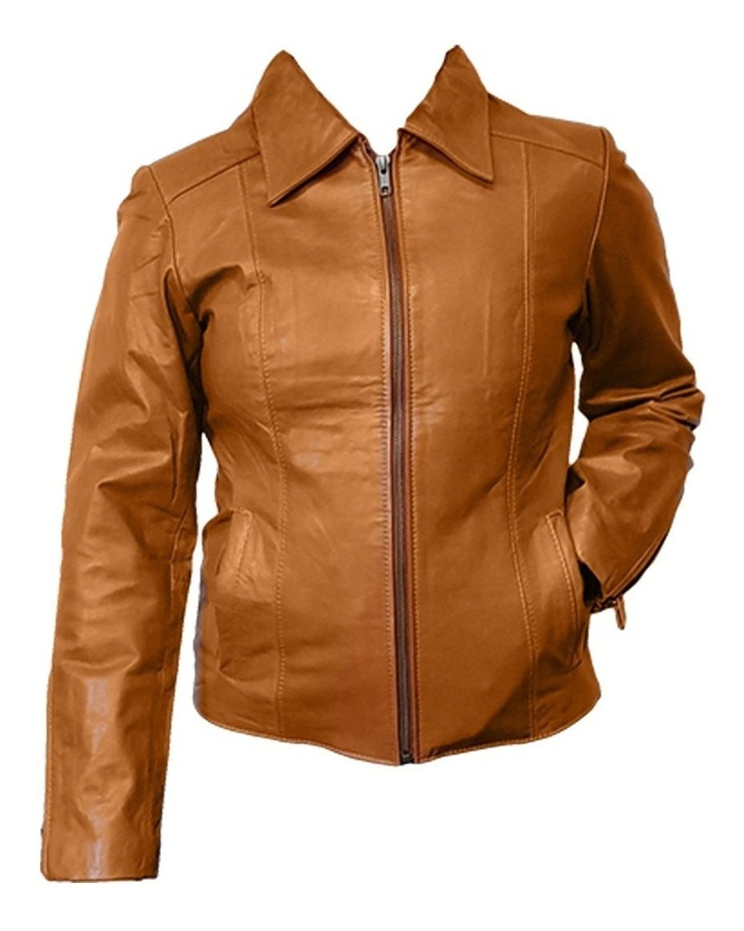 Saco Clásico de Cuero Mujer (Negro, XS)