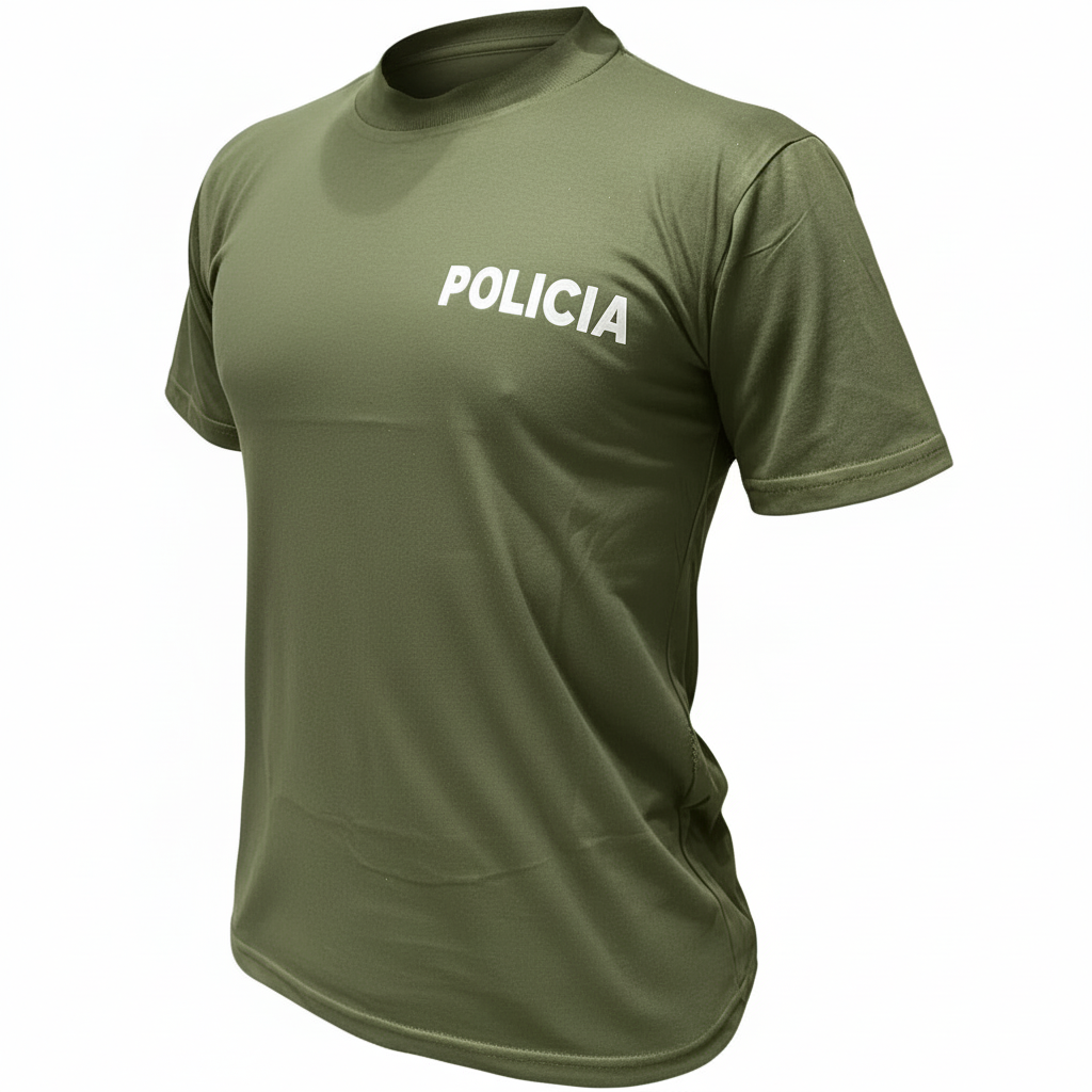 Remera Estampada de Policía Manga Corta