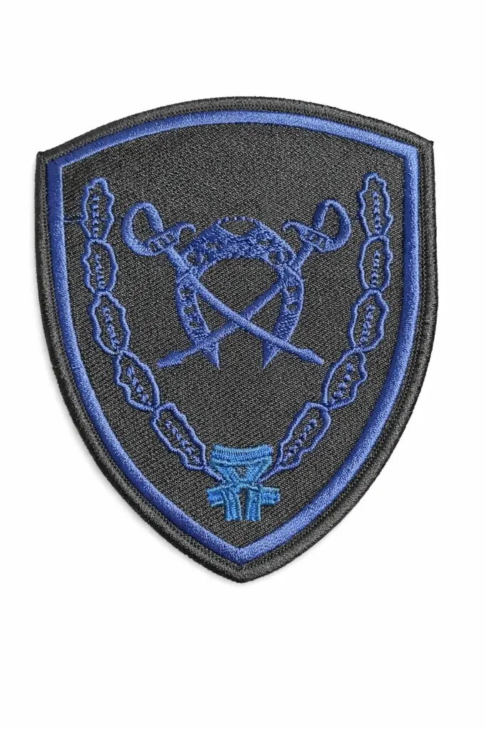 [ESC008ABV] Escudo Bordado Escuela de Cadetes PFA (Azul baja visibilidad)