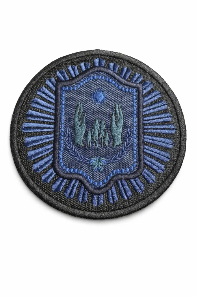 [ESC010ABV] Escudo Bordado PFA Bienestar (Azul baja visibilidad)